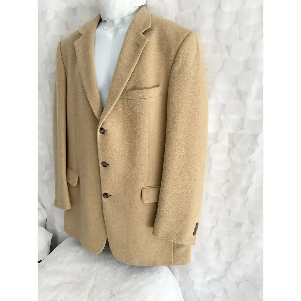 Joseph A Banks 100% Camel Hair Blazer Sports Coat Mens Size 42 X LONG Tan